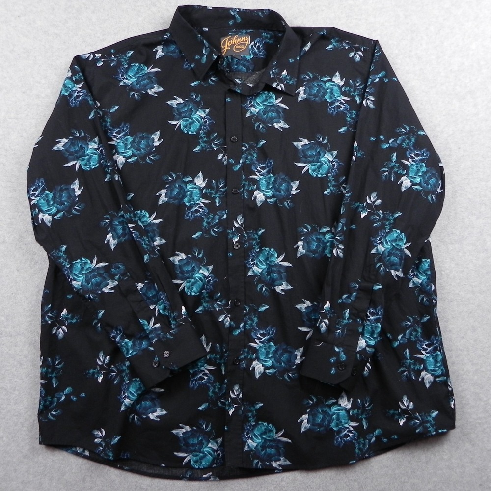 Johnny‎ Bigg Shirt Mens 3XL Casual Button Up Black Floral Long Sleeve